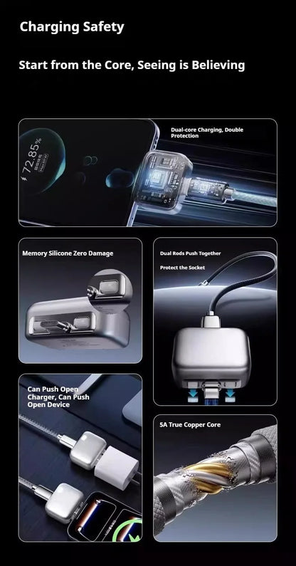 140W Smart Full Charge Self-Cut Type-C Adapter, Universal Auto Disconnect for Night Charging, Overcharge Prevention Separator