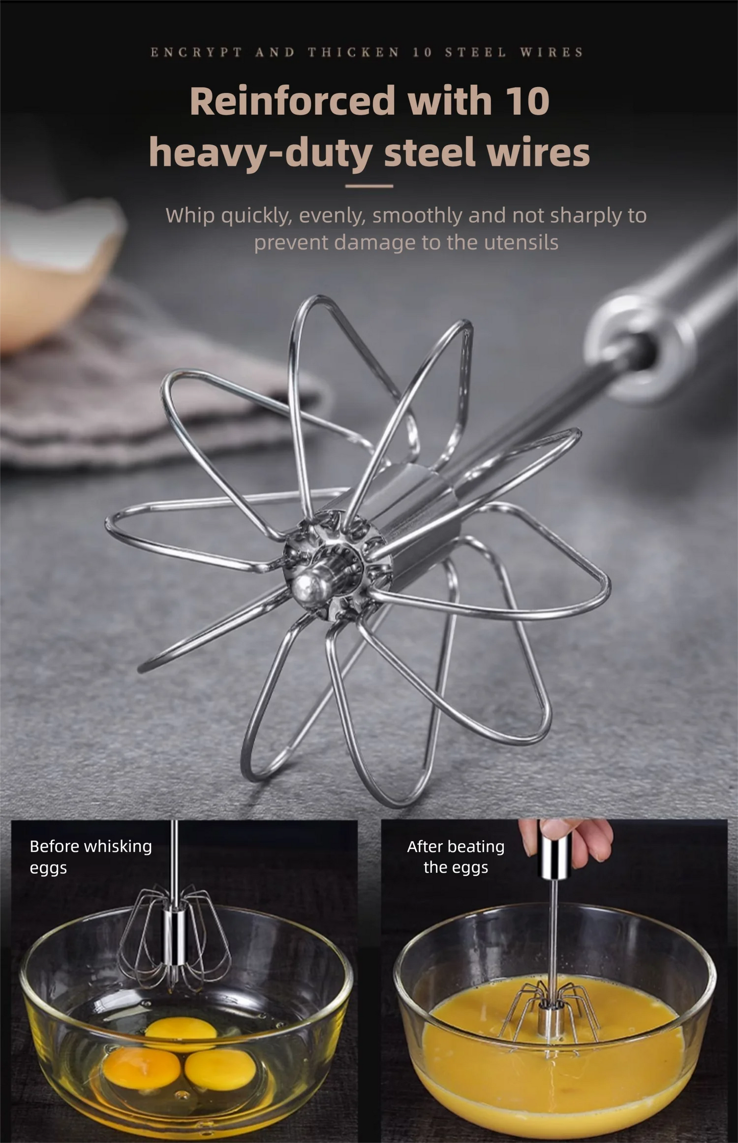 Handheld Semi Automatic Egg Blender Coffee Milk Mixer Manual Pressure Rotary Kitchen Tool Essential for Baking Cooking