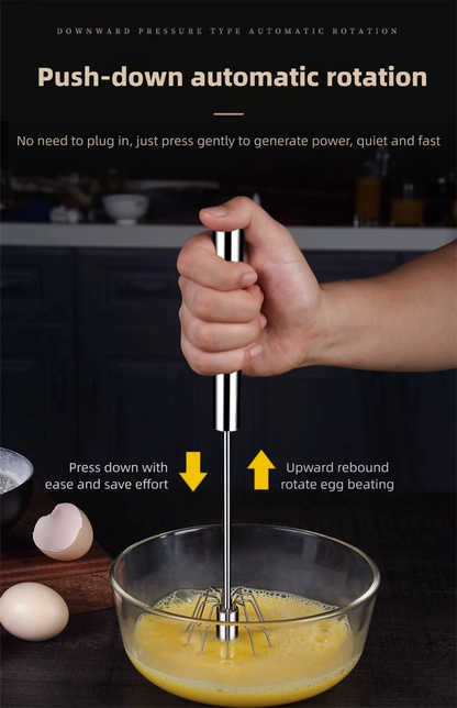 Handheld Semi Automatic Egg Blender Coffee Milk Mixer Manual Pressure Rotary Kitchen Tool Essential for Baking Cooking