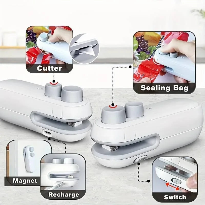 1-10PCS Snack Packaging Sealer USB Rechargeable Mini for Home Use Portable  for Outdoor Camping Travel and Food Storage