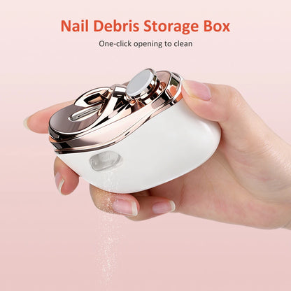 2 in 1 Multi-functional Electric Nail Clipper 3-Speed Nail Polishing Auto Nail Trimmer Scissor File with Light for Kids Adult