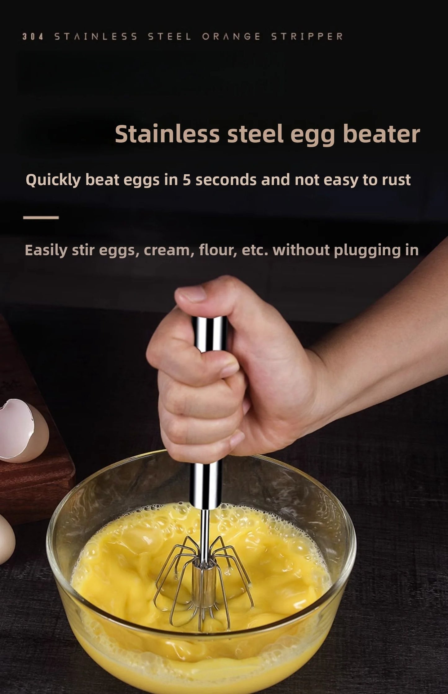 Handheld Semi Automatic Egg Blender Coffee Milk Mixer Manual Pressure Rotary Kitchen Tool Essential for Baking Cooking